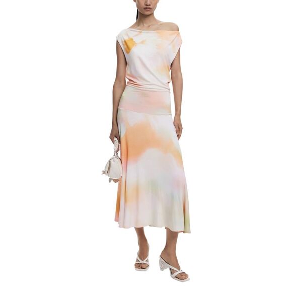 Desigual TieDye Effect Midi Dress Women orange Dresses